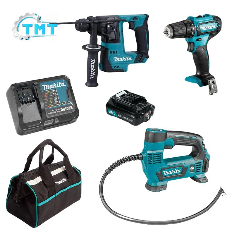 Makita Combo 2 – 2 Máy Khoan + Máy Bơm Hơi + Pin + Sạc + Túi Dụng Cụ 1 Makita Combo 2 – 2 Máy Khoan + Máy Bơm Hơi + Pin + Sạc + Túi Dụng Cụ