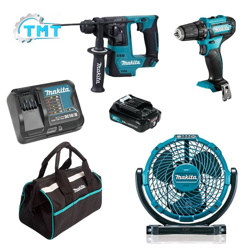 Makita Combo 3 – 2 Máy Khoan + Quạt + Pin + Sạc + Túi Dụng Cụ 1 Makita Combo 3 – 2 Máy Khoan + Quạt + Pin + Sạc + Túi Dụng Cụ