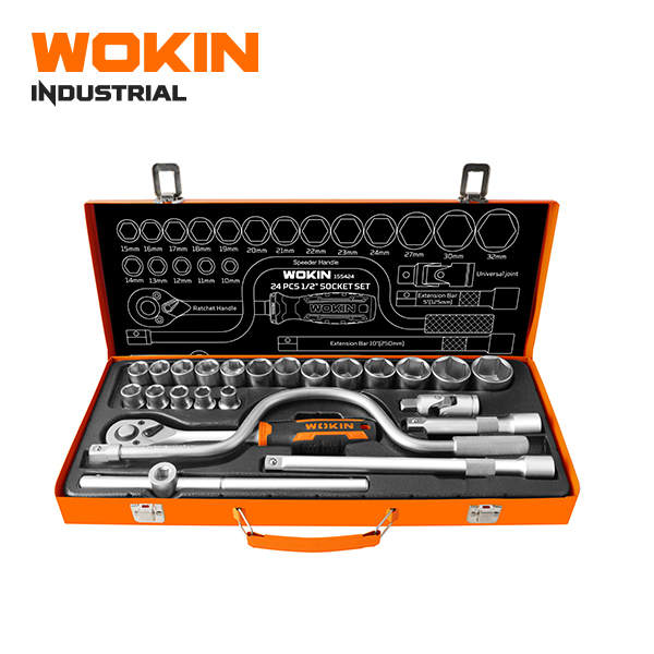 24 chi tiết Bộ tuýp 1/2 inch 10-32mm INDUSTRIAL Wokin 155424 1 24 chi tiết Bộ tuýp 1/2 inch 10-32mm Wokin 155424