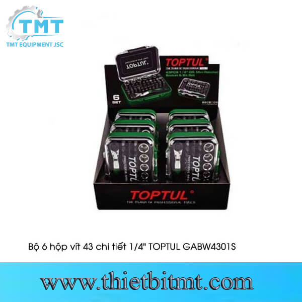Bộ 6 hộp vít 43 chi tiết 1/4" TOPTUL GABW4301S 1 Bộ 6 hộp vít 43 chi tiết 1/4