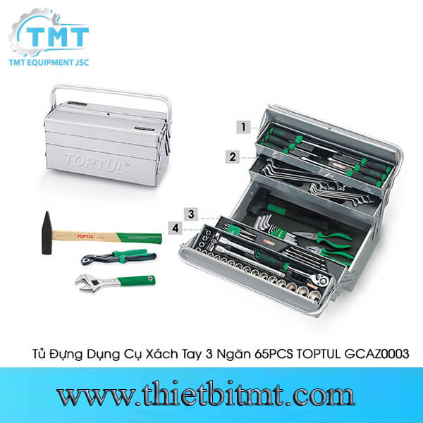 Tủ Đựng Dụng Cụ Xách Tay 3 Ngăn 65PCS TOPTUL GCAZ0003 1 Tủ Đựng Dụng Cụ Xách Tay 3 Ngăn 65PCS TOPTUL GCAZ0003