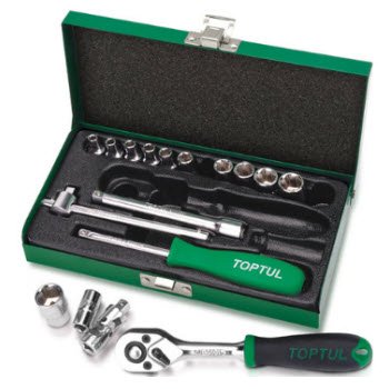 Hộp tuýp lục giác mờ 1/4" 17 chi tiết Toptul GCAD1702 1 Hộp tuýp lục giác mờ 1/4