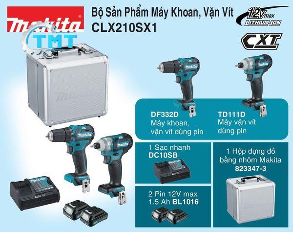 Bộ máy khoan vặn vít Makita CLX210SX1 1 Bộ máy khoan vặn vít Makita CLX210SX1